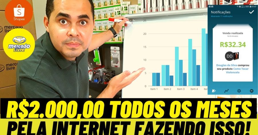 Como ganhar R$2.000,00 por mês pela internet usando o Mercado Livre, Shopee e Hotmart! COMPROVADO
