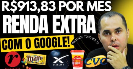 Google te paga R$913,83 por mês de RENDA EXTRA se você fizer isso TRABALHANDO EM CASA 30 minutos dia